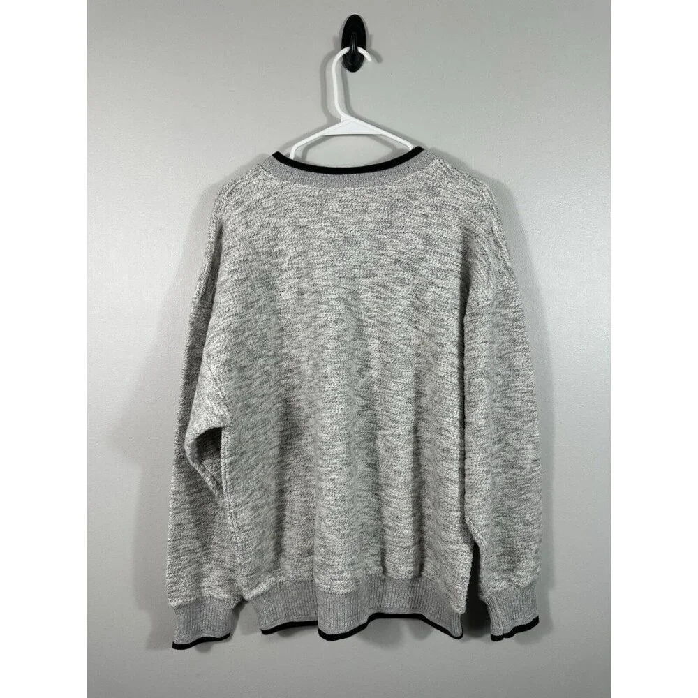 Art Unlimited Sweater shirt Mens‎ Large Gray Aztec Nub Wolf Sweatshirt V Neck
